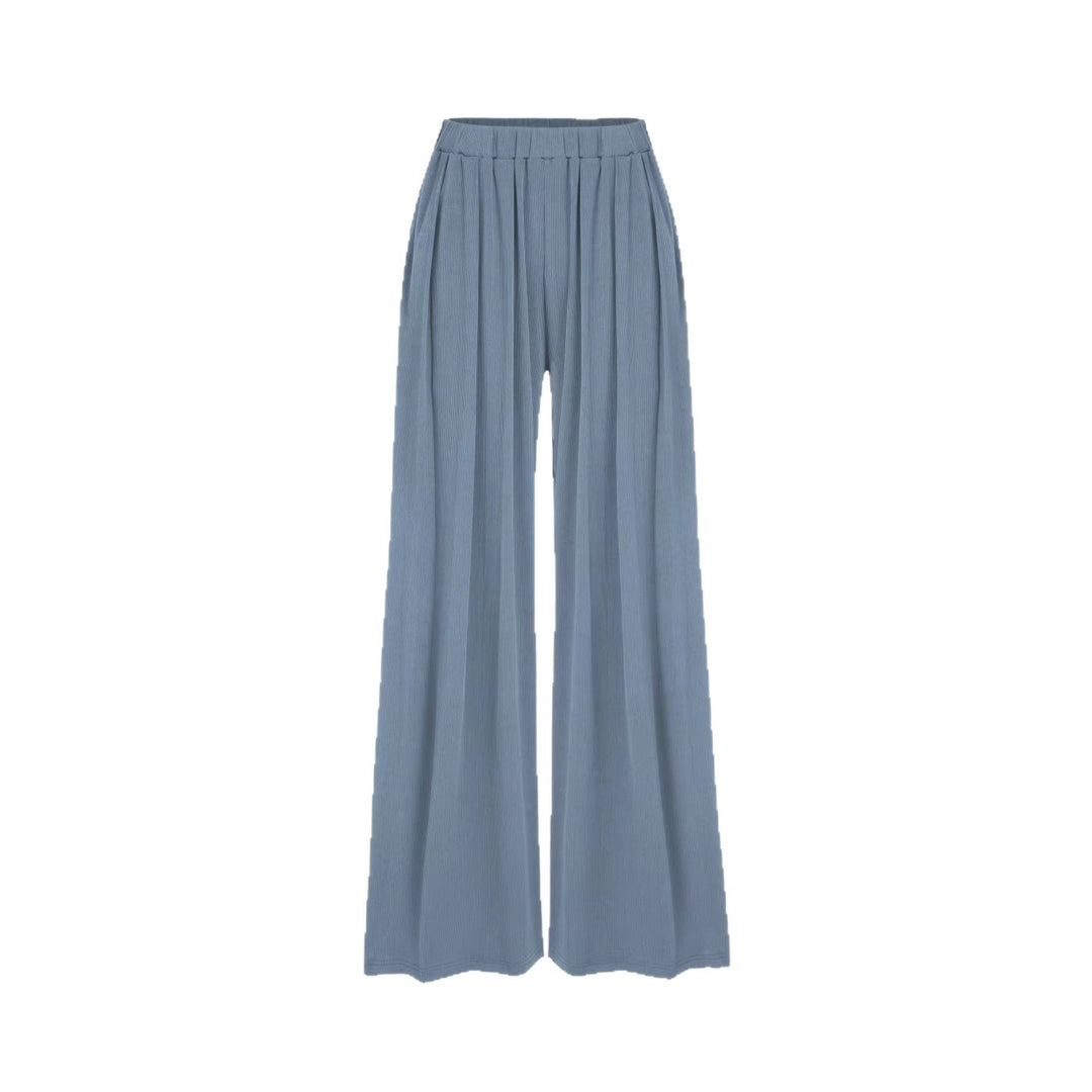 Damen Weite Palazzo-Strickhose mit hohem Elastikbund und feiner Rippstruktur Shop Nory