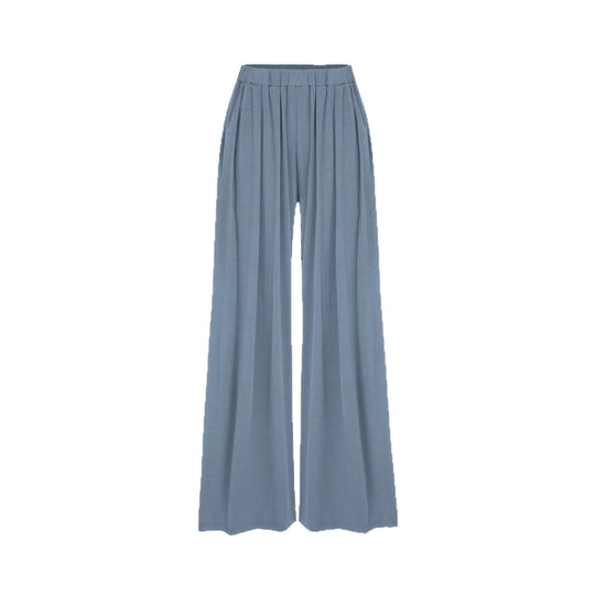 Damen Weite Palazzo-Strickhose mit hohem Elastikbund und feiner Rippstruktur Shop Nory