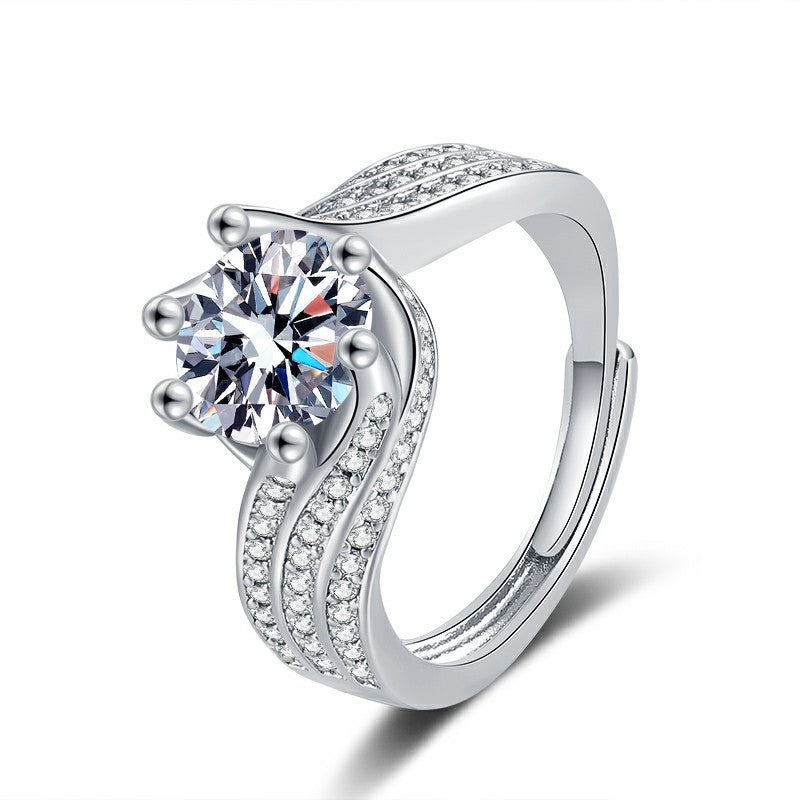 Damen Eleganter Ring mit kunstvollem Zirkonia und strahlendem Hauptstein Shop Nory