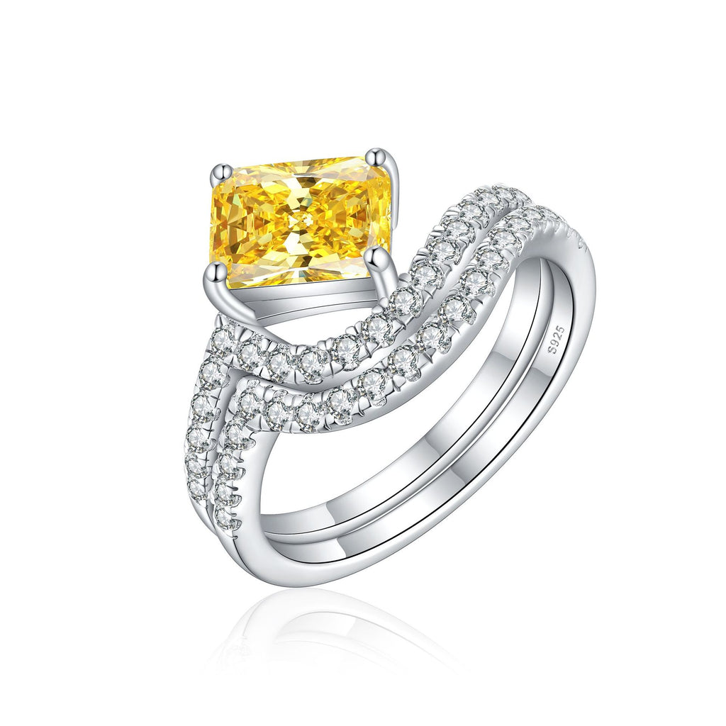 Damen eleganter Ring mit funkelndem Edelstein und Zirkonia-Verzierung Shop Nory