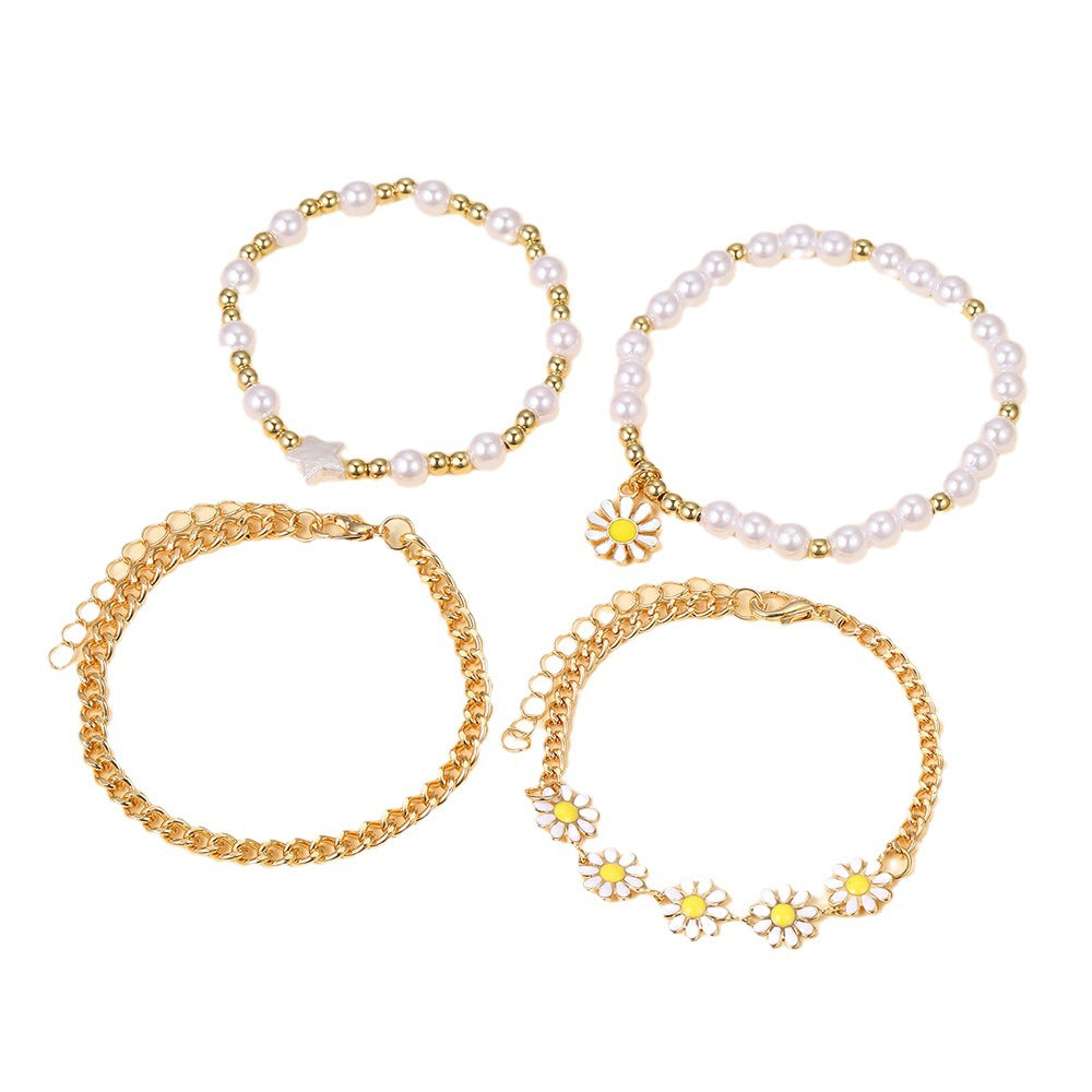 Damen Armband-Set mit floralen Elementen und eleganten Zirkonia Akzenten Shop Nory