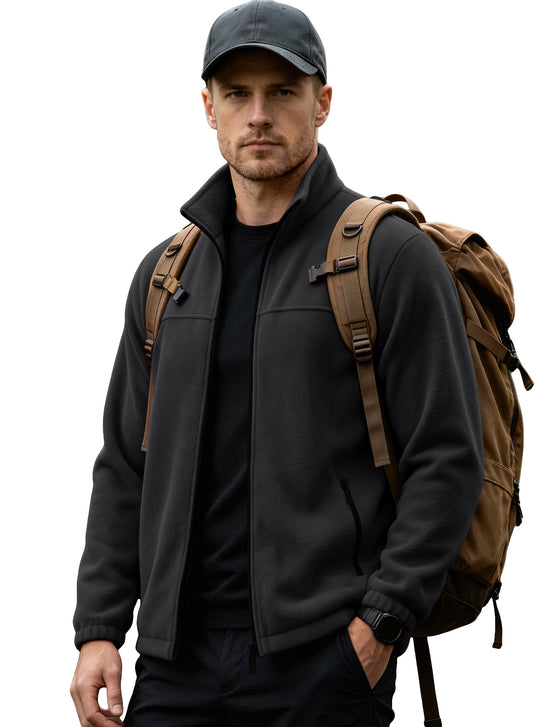 Herren Leichte Outdoor-Fleecejacke mit Stehkragen und Reißverschlusstaschen Shop Nory