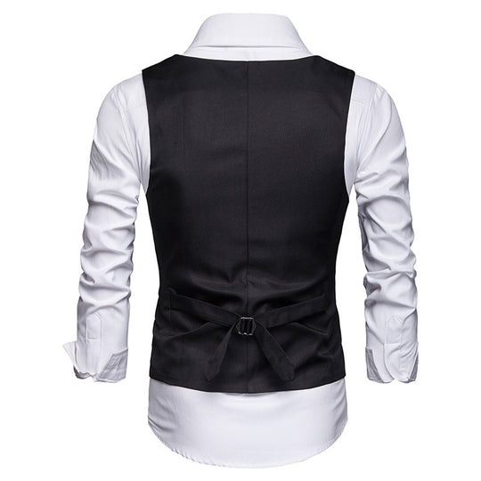 Herren taillierte Anzugweste mit V-Ausschnitt, Kettendetail und Brusttasche Shop Nory