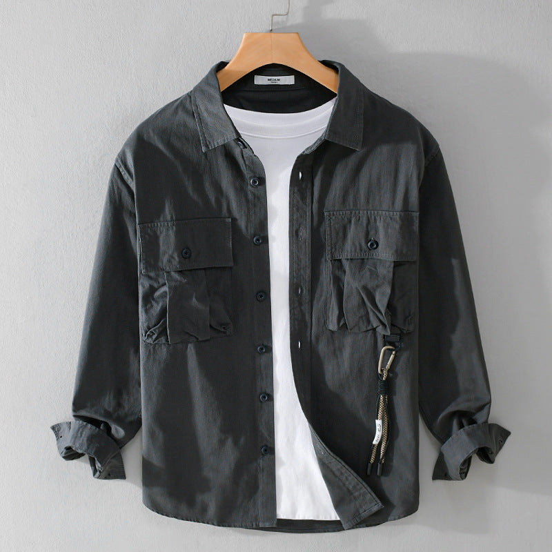 Herren Utility-Overshirt mit Doppel-Brusttaschen und Karabinerdetail Shop Nory