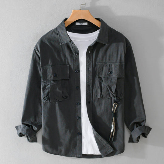 Herren Utility-Overshirt mit Doppel-Brusttaschen und Karabinerdetail Shop Nory
