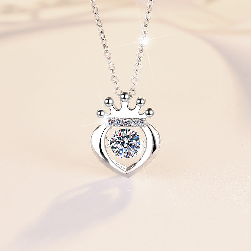Damen Halskette mit herzförmigem Anhänger und Krone Shop Nory