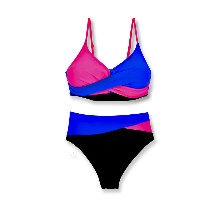 Damen Hochtailliertes Bikini-Set mit Kreuzband-Design