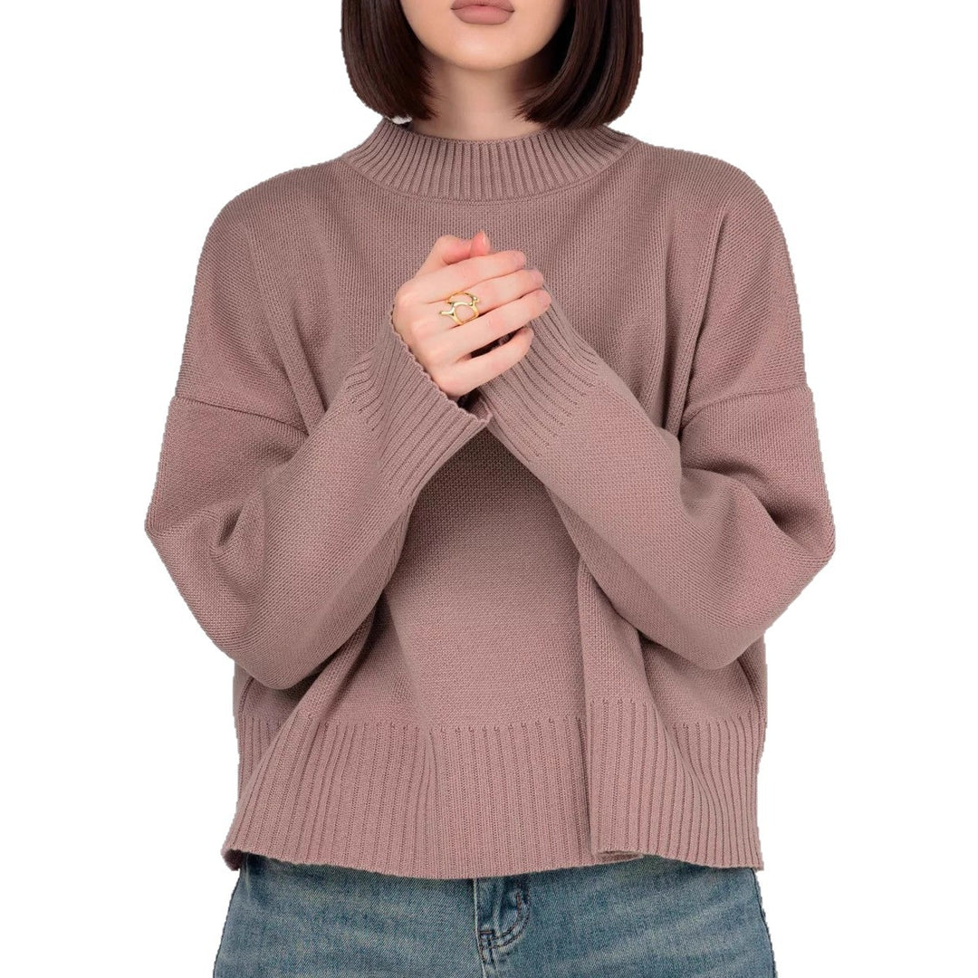 Damen Bequemer Strickpullover mit Rundhalsausschnitt