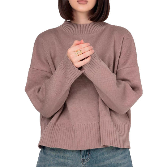 Damen Bequemer Strickpullover mit Rundhalsausschnitt