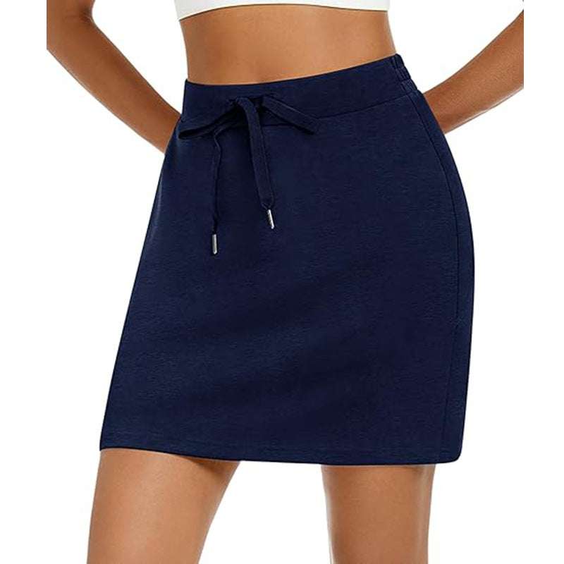 Damen Sportlicher Minirock mit Verstellbarem Kordelzug und Seitlichen Taschen