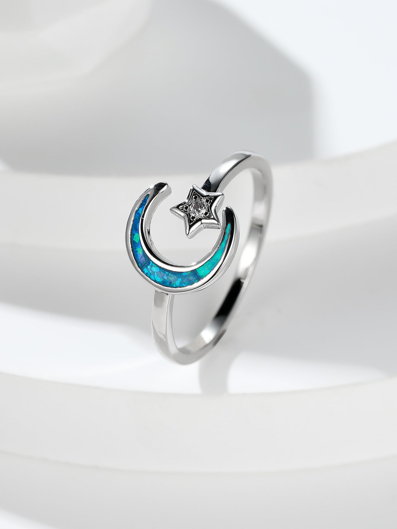 Damen Ring mit kunstvollem Mond- und Sternmotiv Shop Nory