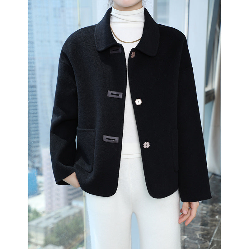 Damen Kurzmantel aus Wollmix mit Hemdkragen, kastiger Silhouette und Eingrifftaschen Shop Nory