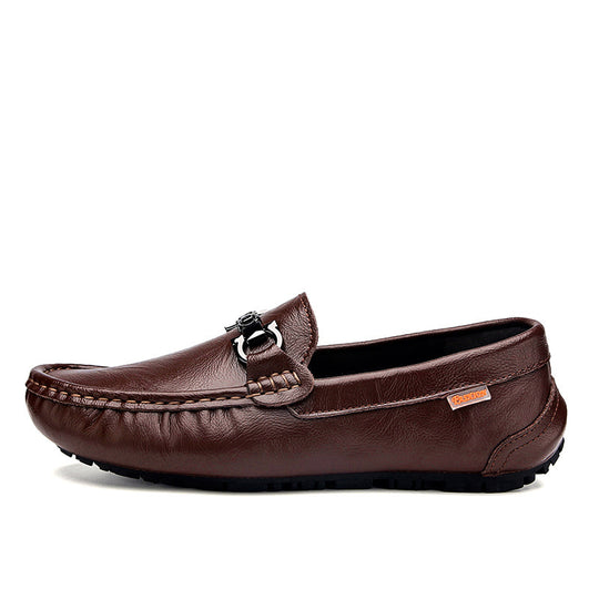 Herren eleganter Mokassin‑Loafer aus softem Kunstleder mit dekorativer Metallschnalle und profilierter Gummilaufsohle Shop Nory