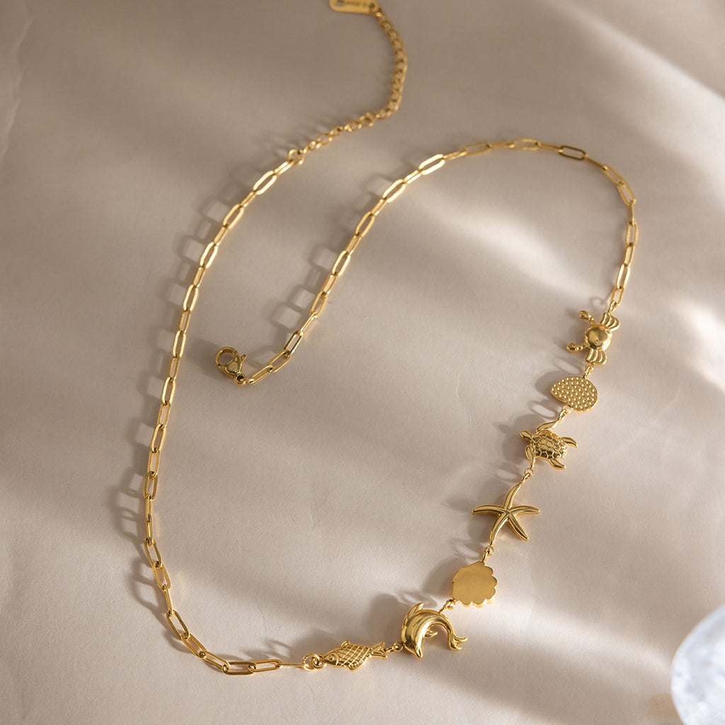 Damen elegante Halskette mit maritimen Tiermotiven und hypoallergenem Edelstahl Shop Nory
