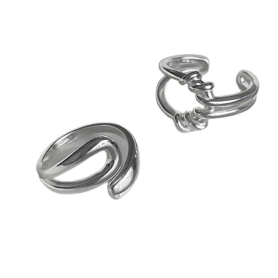 Damen Offener Silberring mit kreativem Handdesign Shop Nory