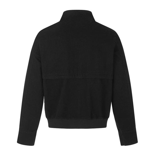 Damen Kurz geschnittene taillierte Bomberjacke mit Stehkragen, Zierschnallen und Pattentaschen Shop Nory