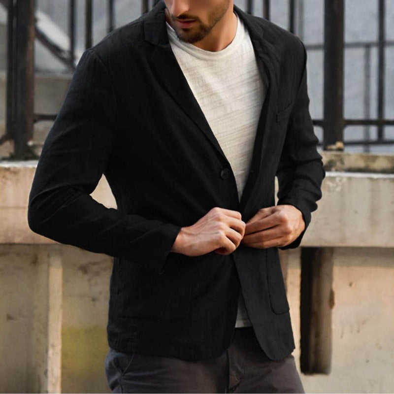 Herren eleganter Leinen-Blazer mit modernem Schnitt und Taschen
