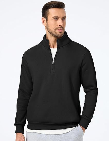 Herren nan halbzip Pullover aus schwerer Baumwollmischung mit hohem Stehkragen und gerippten Bündchen Shop Nory
