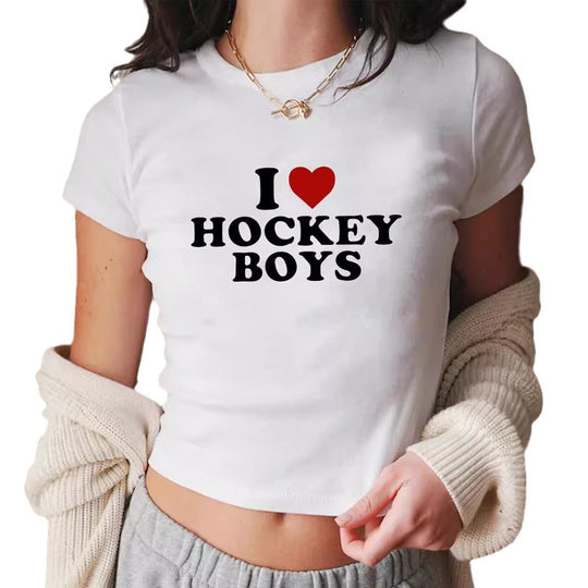 Damen Crop-T-Shirt mit kreativem Motiv und figurbetontem Schnitt Shopnory