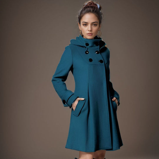 Damen nan taillierter Wollmantel mit Stehkragen und doppelreihiger Knopfleiste Shop Nory