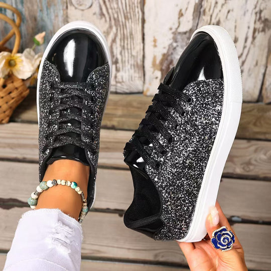Damen Glitzernde Sneakers mit metallisch schimmerndem Obermaterial Shopnory