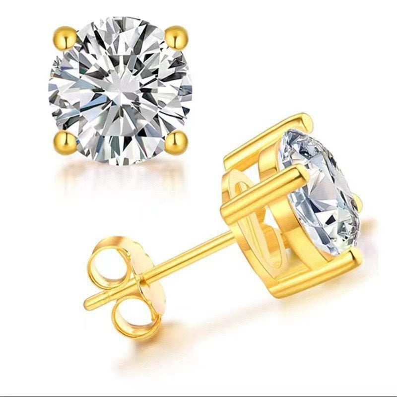 Quadratische Princess Schliff Ohrstecker Aus Sterlingsilber mit Funkelnden Zirkonia Steckverschluss