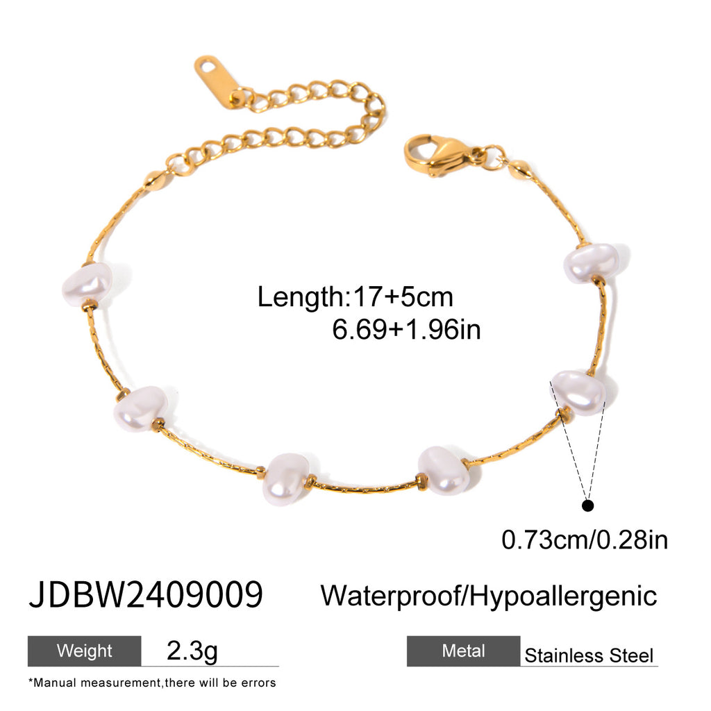 Damen Armband mit hochwertigen Perlen und robustem Edelstahl Shop Nory