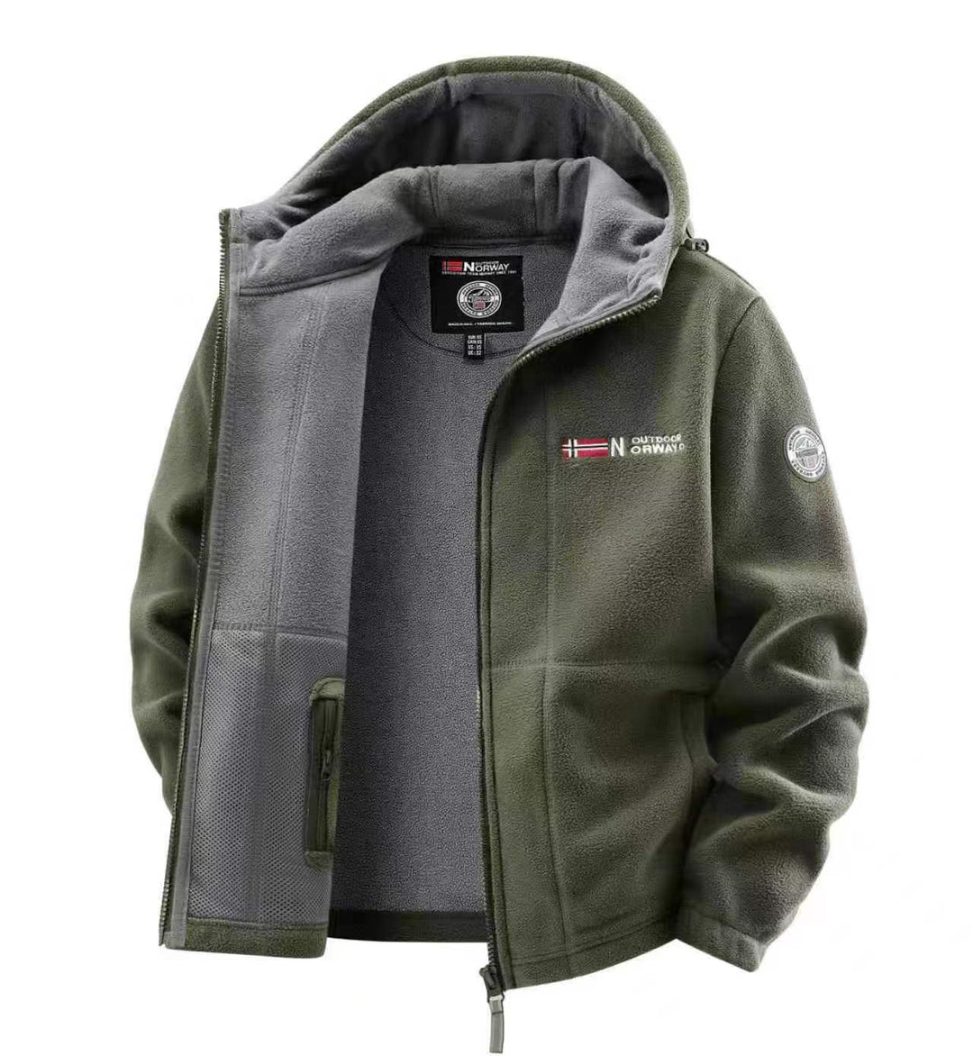 Herren Fleece-Kapuzenjacke mit windabweisender Oberfläche und Reißverschlusstaschen Shop Nory