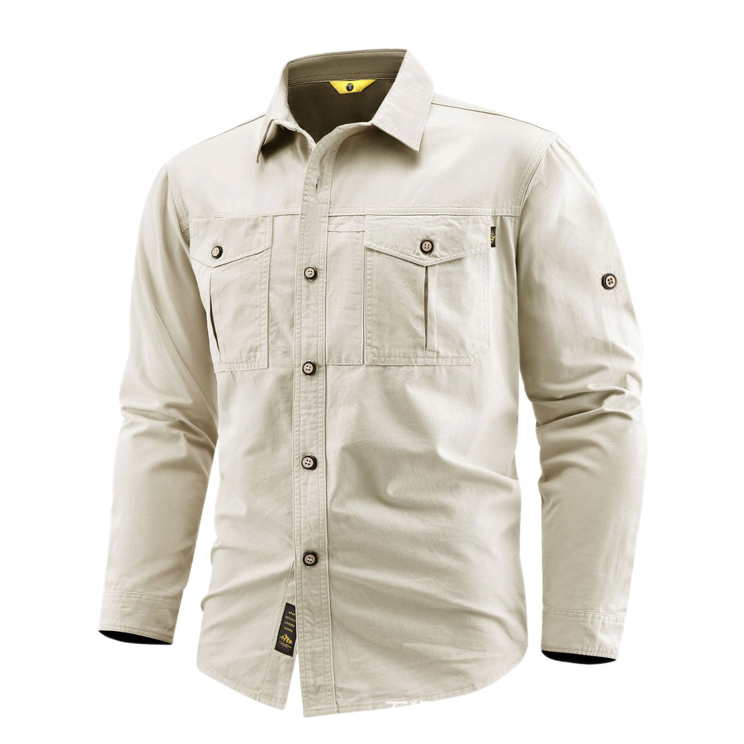 Herren Canvas-Overshirt im Field‑Style mit Brustklappen und durchgehender Knopfleiste Shop Nory