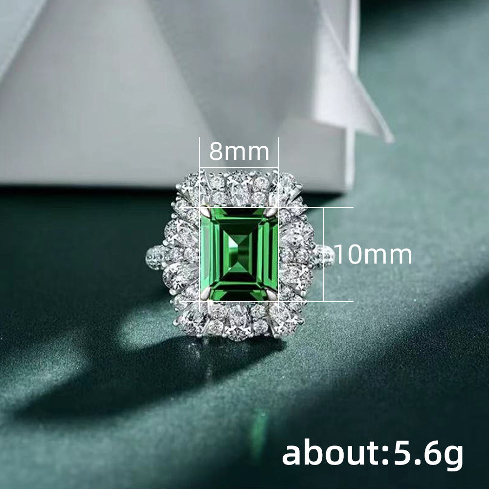Edelstein-schneider Halo Cocktailring mit Sterlingsilberband und simuliertem Mittelpunktstein sowie Birnen-förmigem Halo