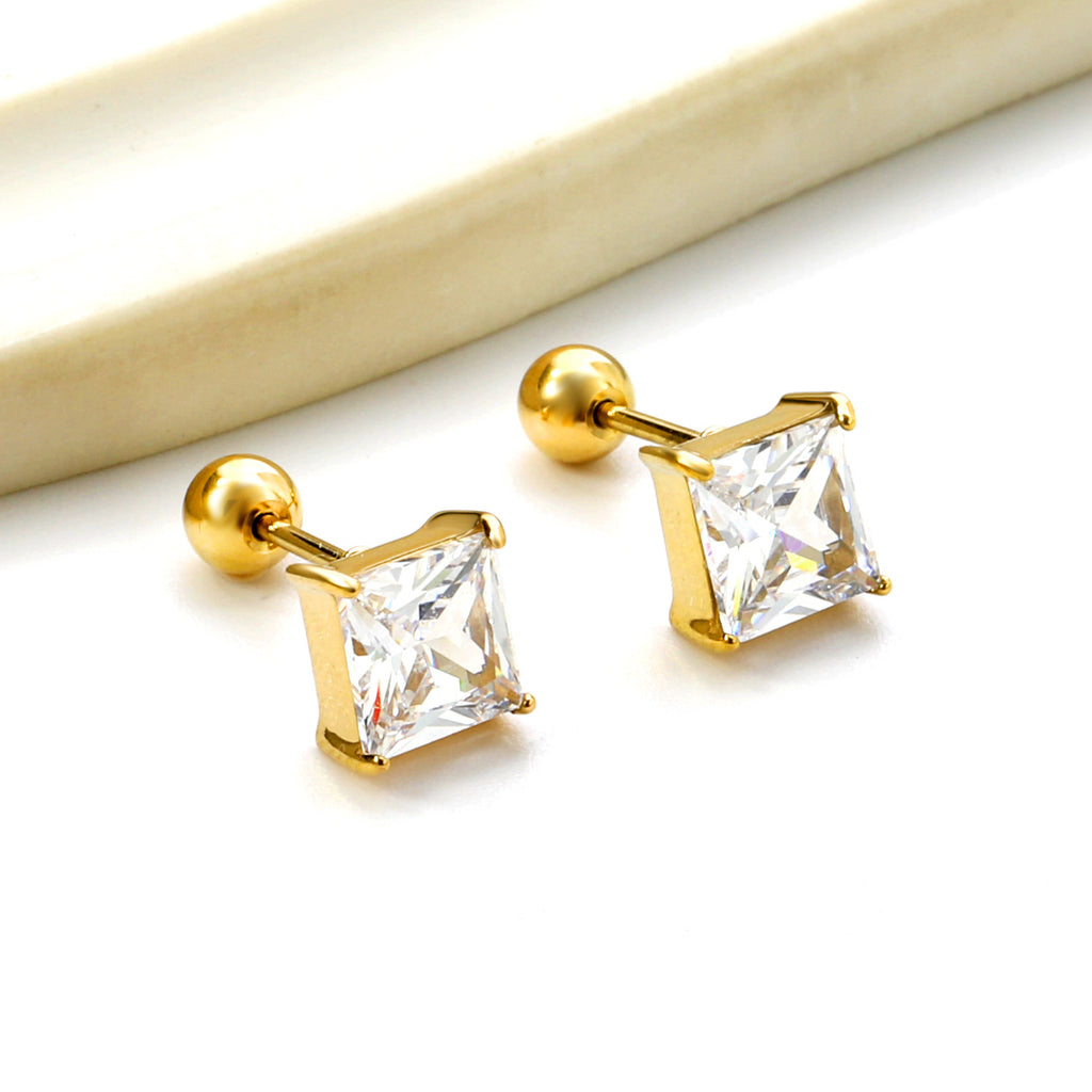 Damen Ohrstecker mit funkelndem Zirkon und elegantem Goldüberzug Shop Nory