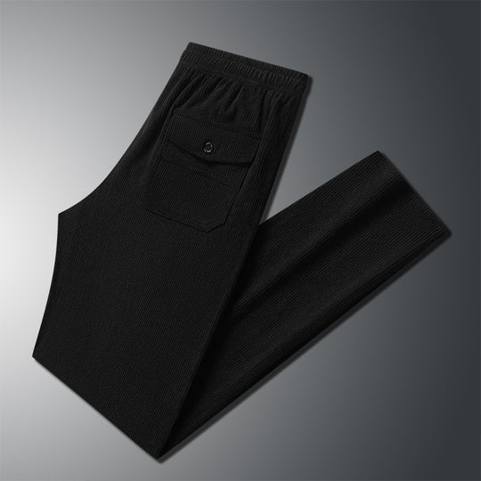 Herren Geradlinige Rib-Struktur Lounge-Hose mit Elastikbund und Klappentasche Shop Nory