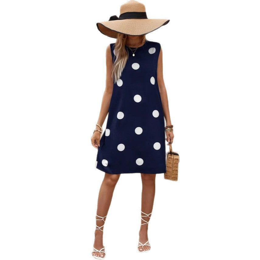 Damen legeres Punkte-Kleid mit schwingendem Schnitt Shopnory