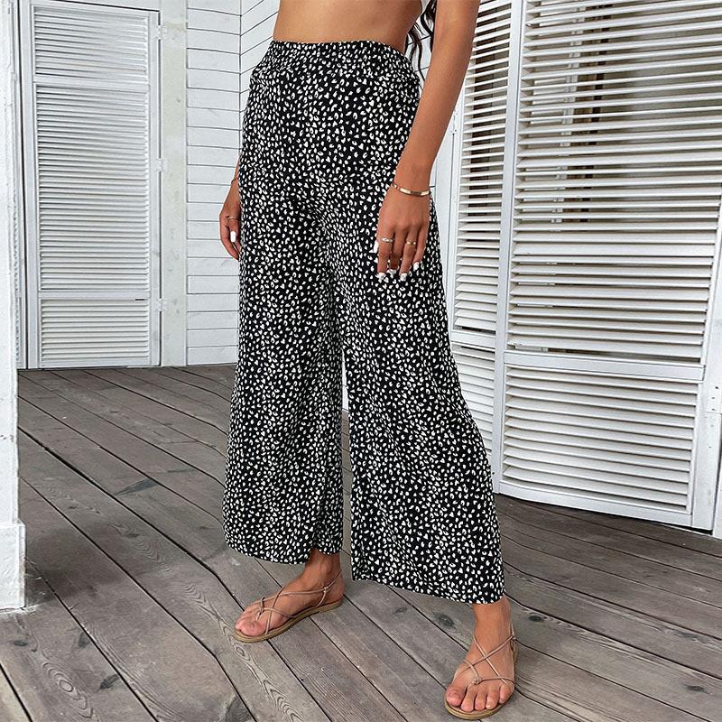 Damen Leichte Palazzo‑Hose mit hohem Gummibund und dezentem Animal‑Print Shop Nory