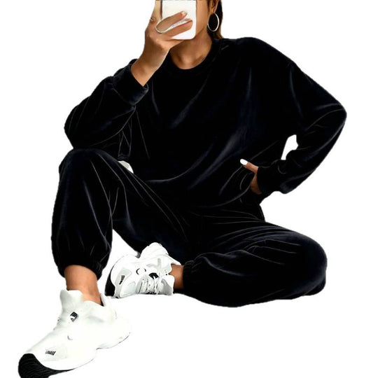 Damen Kuscheliges Velours-Lounge-Set mit Oversize-Sweatshirt und Joggerhose Shop Nory