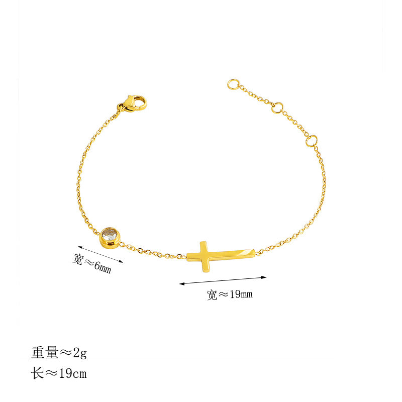 Damen Armband mit Kreuzanhänger und funkelndem Kristall Shop Nory