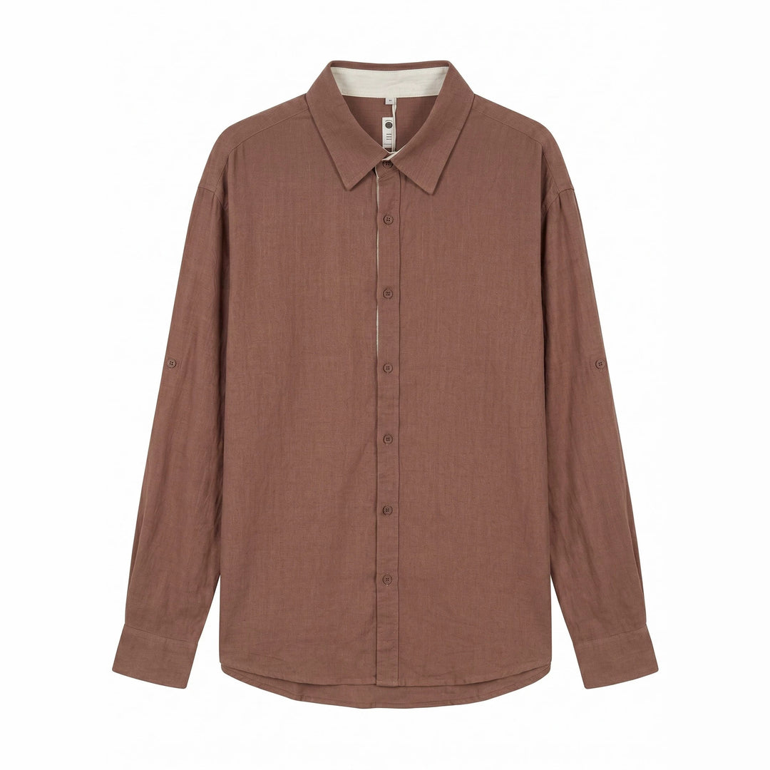 Unisex Leichtes Oversize‑Hemd in Leinenoptik mit Kentkragen und Ärmelsteg Shop Nory