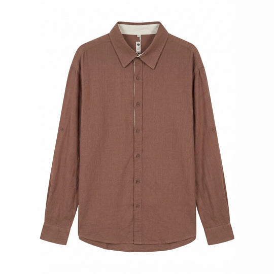 Unisex Leichtes Oversize‑Hemd in Leinenoptik mit Kentkragen und Ärmelsteg Shop Nory