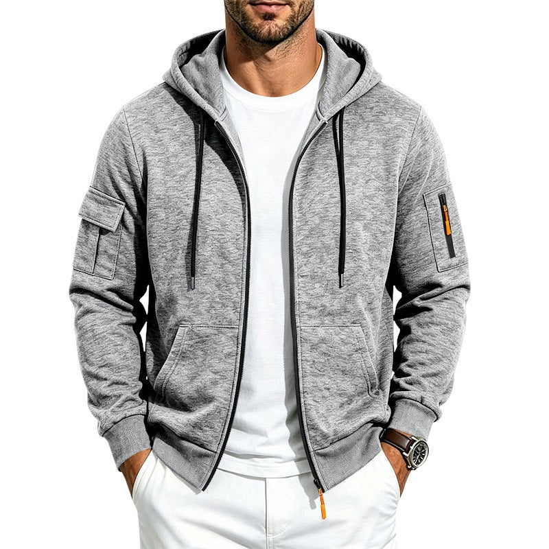 Herren Kapuzen-Sweatjacke mit Reißverschluss und Ärmel-Tasche Shop Nory