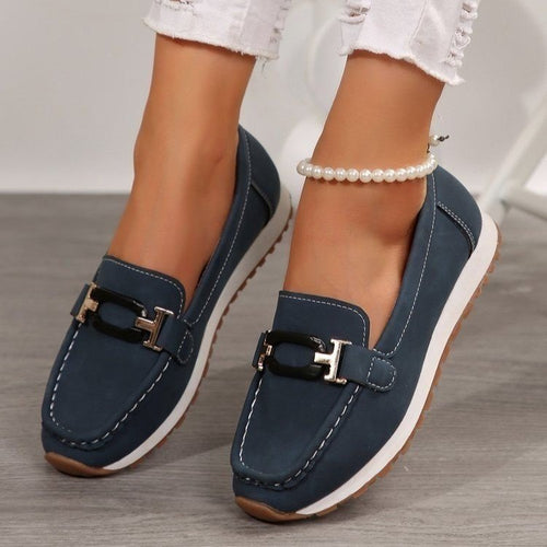 Damen Mokassin-Slipper mit Ziermetall-Bit und dämpfender Profilsohle Shop Nory