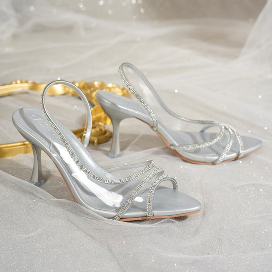 Damen elegante Slingback Sandalen mit strassverziertem Riemen