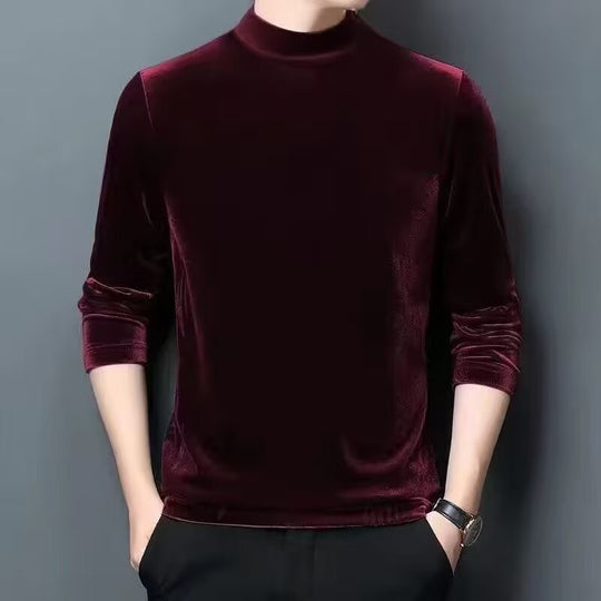 Herren Feiner Samt-Halbrollkragenpullover Slim-Fit Shop Nory