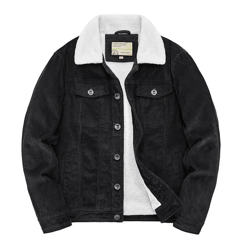 Herren Kord-Workerjacke mit durchgehendem Teddyfutter, Hemdkragen und Brusttasche Shop Nory