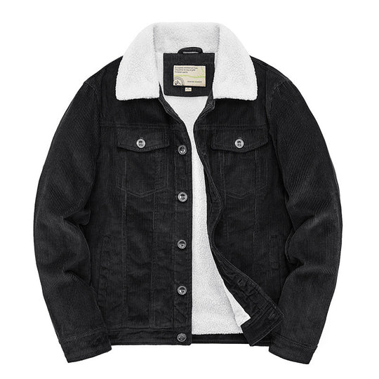 Herren Kord-Workerjacke mit durchgehendem Teddyfutter, Hemdkragen und Brusttasche Shop Nory