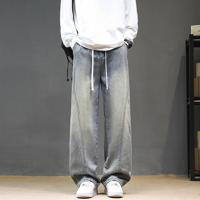 Herren Weitgeschnittene Jeanshose mit elastischem Bund und modernem Design