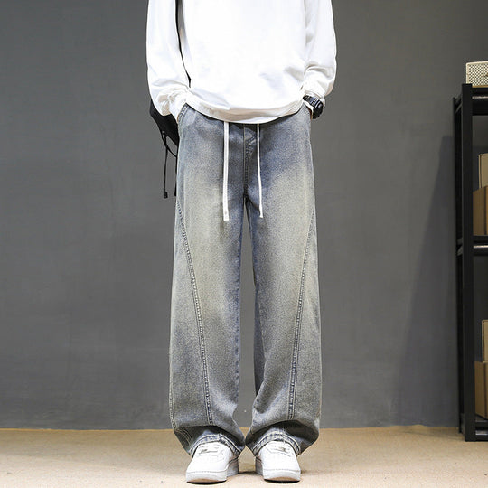 Herren Weitgeschnittene Jeanshose mit elastischem Bund und modernem Design