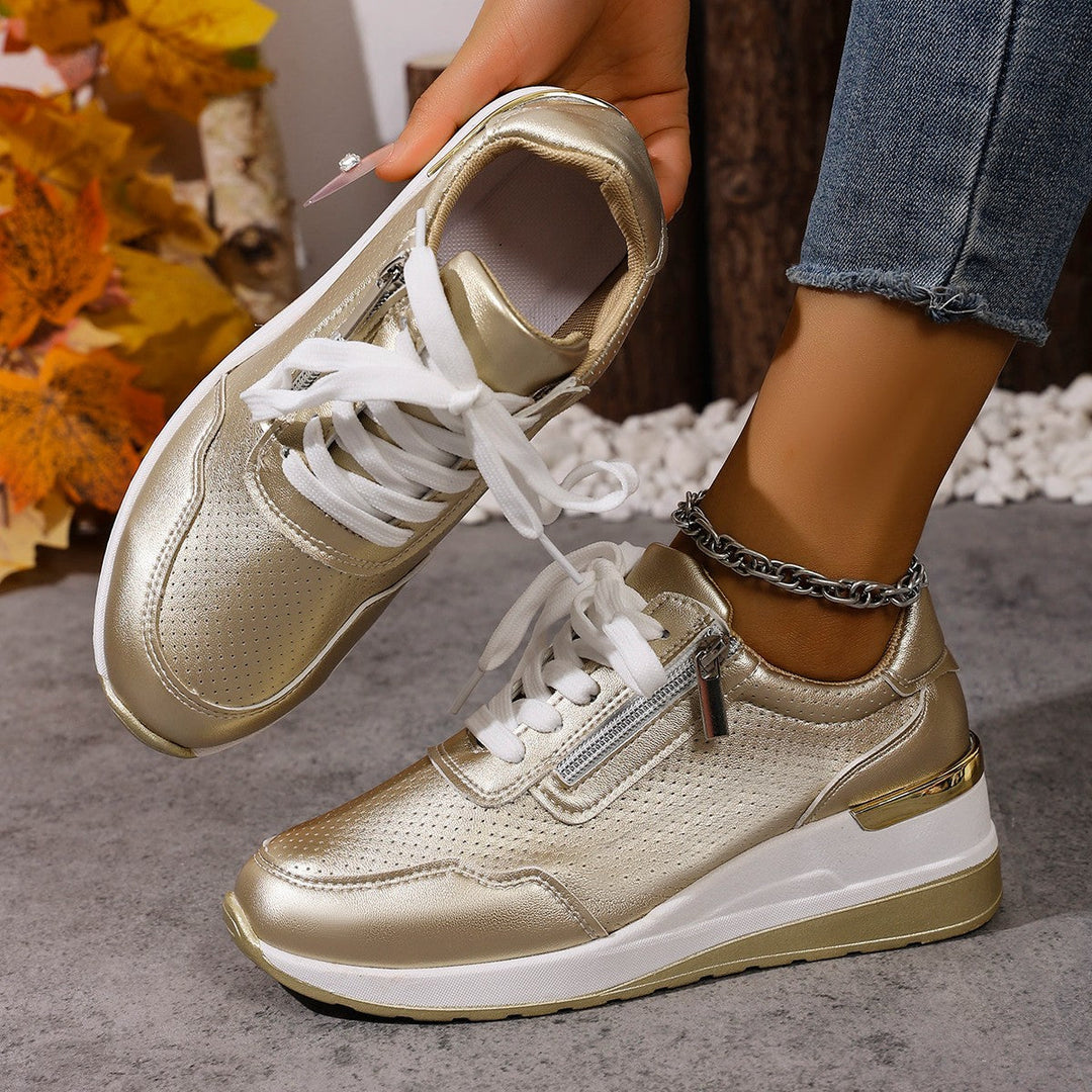 Damen Sneaker mit atmungsaktivem Obermaterial und seitlichem Reißverschluss