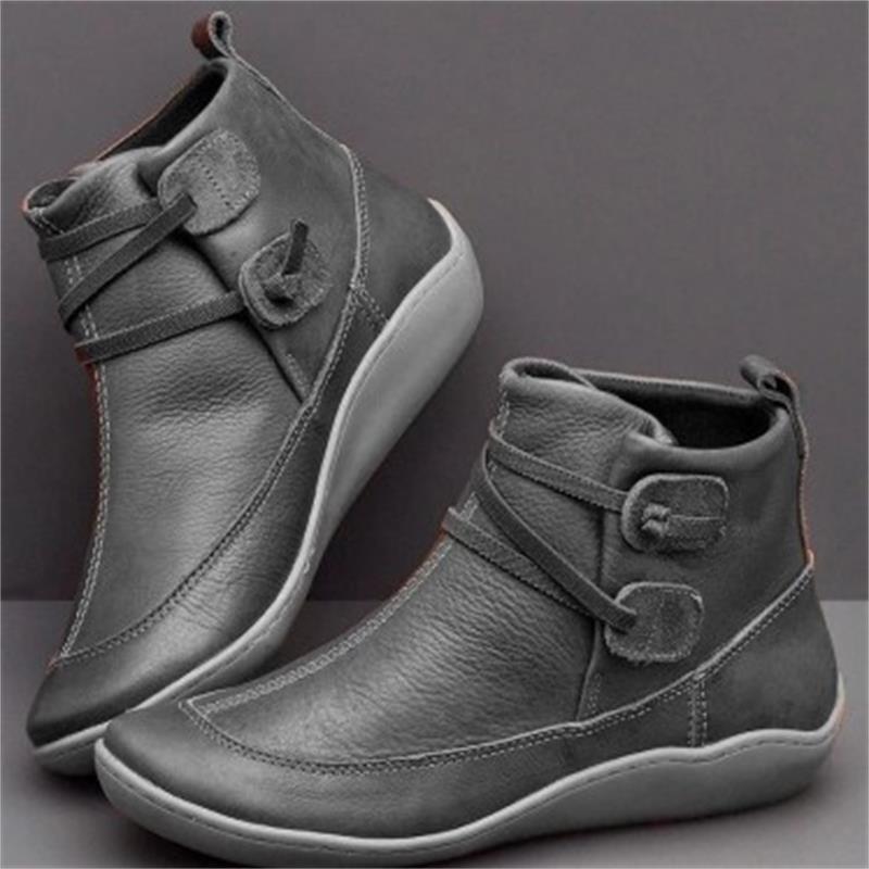 Damen Komfortable Leder-Stiefeletten mit Klettverschluss und dämpfender Gummisohle Shop Nory