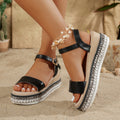 Damen Wedge-Sandaletten mit verstellbarem Riemendesign und dekorativem Akzent
