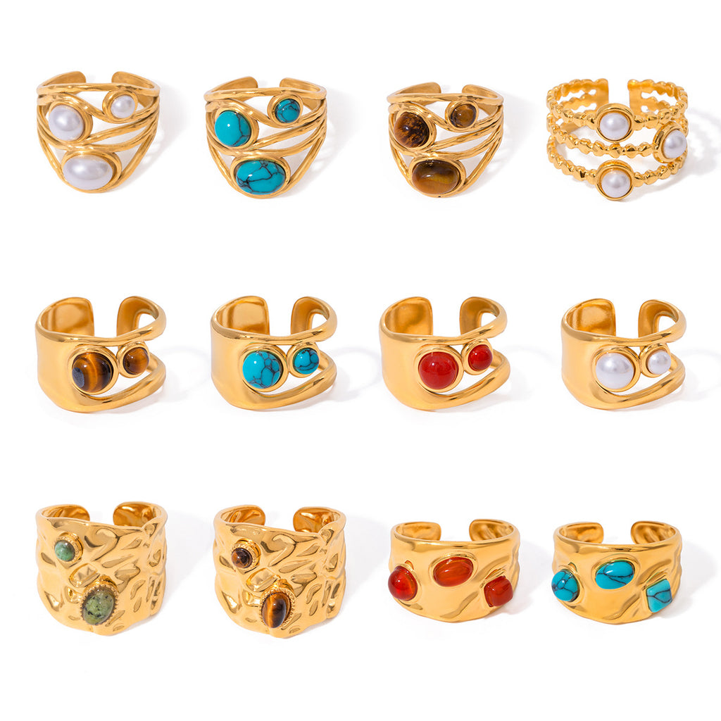 Damen Offenes Armband mit kunstvollem Design und zwei geschliffenen Edelsteinen Shop Nory